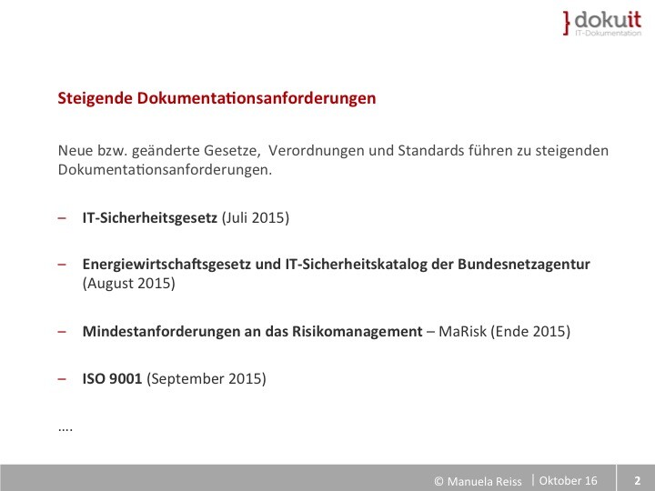 Folie Dokumentationsanforderung